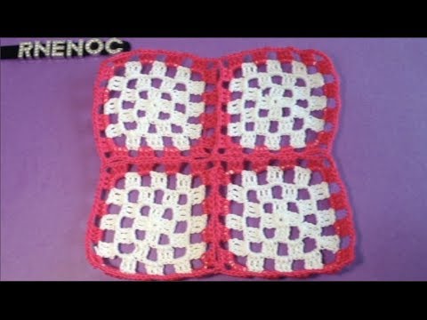 cuadritos a crochet - Unir cuadros granny en la última vuelta con el mismo tejido. Fácil y práctico.