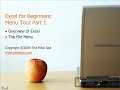 Excel for Beginners - A Guided Tour of the Excel Menus Part I