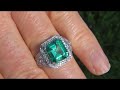 Click here to watch this video 4.78 Carat Natural Vintage Estate Colombian Emerald & Diamond Cocktail Ring - Muzo Mine