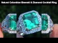 4.78 Carat Natural Vintage Estate Colombian Emerald & Diamond Cocktail Ring - Muzo Mine