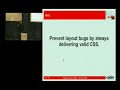 Google Tech Talk October 21, 2009 ABSTRACT Presented by Michael Tamm, optivo GmbH at the 4th Annual Google Test Automation Conference, October 21st, 22nd, 2009, Zurich, CH So you have unit tests, integration tests, and maybe even frontend tests, and you know that your web application does what it is supposed to do. But what about layout bugs? How do you ensure, that every page looks like the designers wanted it to look like? I will present several proven and some novel techniques to help you ...