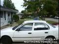 Guy jumps over car - jump, skills, stunt