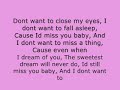 aerosmith dont want to miss a thing; lyrics