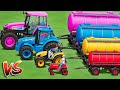 Mini to BIGSTAR Tractors and TANKERS VS HARD MUDDY PARKOUR with PORTAL TRAP - FS22