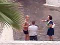 Wobbles dancing outside Deya apartments