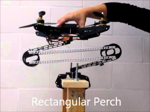 perching robot - This completely passive mechanism allows a quadrotor to perch, using only the weight of the quadrotor to grip the perch. The method is inspired by a tendon t...