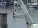 Pegg attacks a canoe