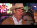 dennis quaid tells et's brooke anderson that his extensive horsemanship and roping skills came in handy during the latest episode of his crime drama vegas.