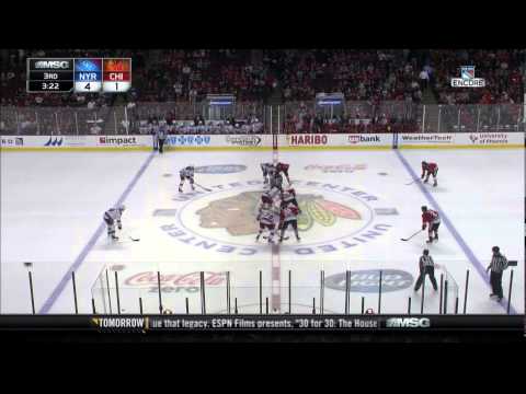Marek Hrivik extra effort goal 4-1 Chicago Blackhawks vs NY Rangers 9/27/14