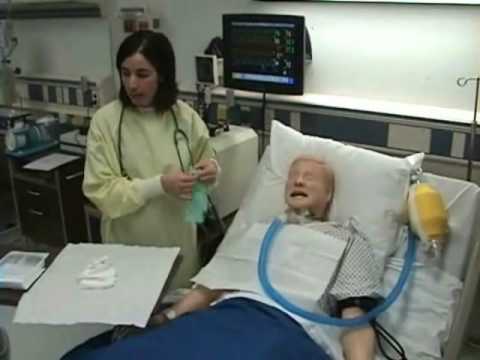 care - Demonstration of how to perform tracheostomy care for a patient.