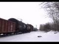 IC&E 6212 west hits snow drift at Monroe Center, IL.