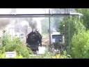 Dampflok 65 1049 und 41 1144-9 Ausfahrt Meiningen HBF und Verabschiedung durch andere Dampfloks im RAW am 7.9.2008