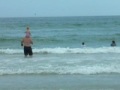 maggie and daddy in ocean