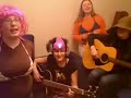 band practice. we're fucking hilarious. you love us. check my butifarra ass. check judith's hot faces. nuria's wearing a hat. annie is just so herself it couldn't be better. omg. wtf. so much love.