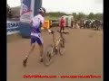 two guys go over the handel bars on there bikes