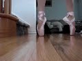 These are my first pointe shoes! They're Capezio Contemporas. They're very pink because I got a vintage pair! Excuse the not-tucked in ribbons, I was just having fun :)