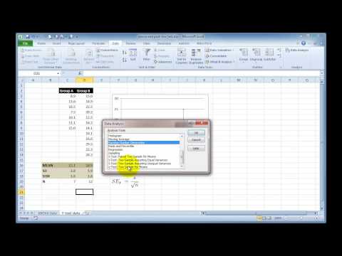how to perform a t test on excel
