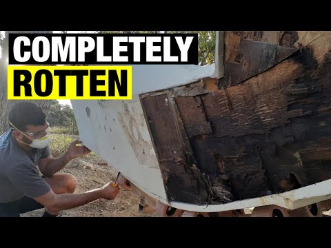 video-linktoworks-ROTTEN TRANSOM REPLACEMENT | REMOVING THE FIBREGLASS...