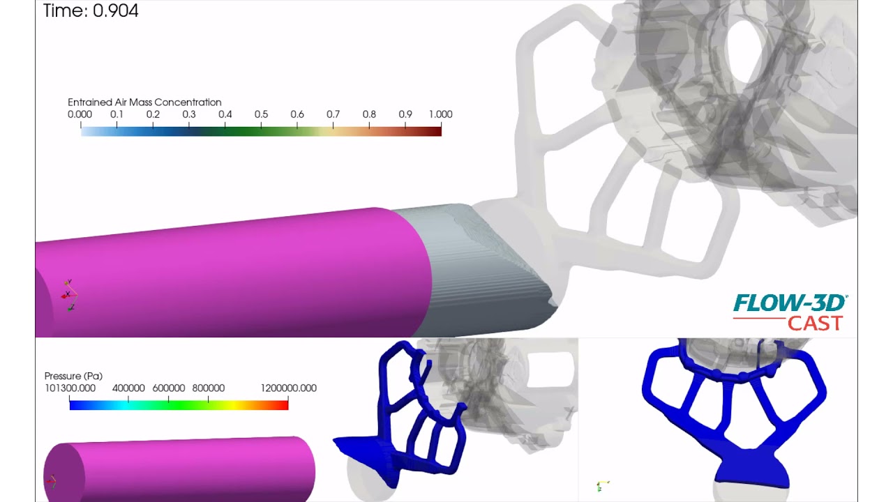 Entrained air & gas pressure within improvised HPDC runner above shot sleeve radius | FLOW-3D CAST