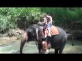 Elephant gives us a shower at Elephant Safari, Sri Lanka