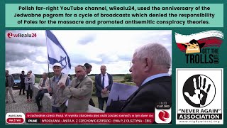 Get The Trolls Out on YouTube channel (wRealu24) that promotes antisemitic conspiracy theories (project partner: “NEVER AGAIN” Association), media monitoring, July 2022.