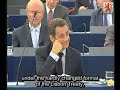 10 july 2008 : jean-marie le pen, leader of the front national, the leading french nationalist party, addresses the european parliament in strasbourg and denounces the european policy of president sarkozy. translated and subtitled by fdesouche.com