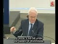 10 july 2008 : jean-marie le pen, leader of the front national, the leading french nationalist party, addresses the european parliament in strasbourg and denounces the european policy of president sarkozy. translated and subtitled by fdesouche.com