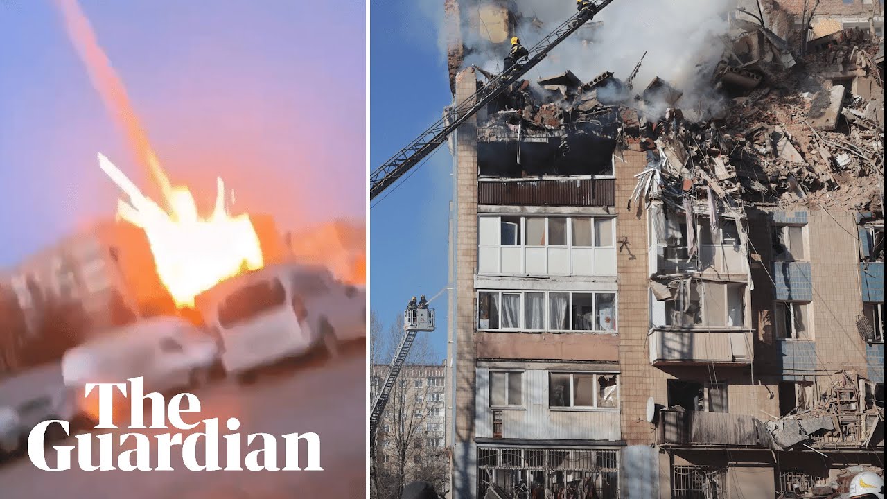 Moment Russian missile strikes apartment block in Ukraine