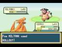 the fifth battle against carlos, it was quite a tough battle indeed. just so you know, i hate miltanks! both his and whitney's miltanks are annoying as hell!
and he says that he'll be slower cos he needs to go to the pokemon center! does he think that i don't need to?