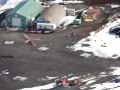 Helicopter Taking off from McMurdo Station Antarctica