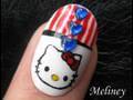 Konad Nail Art Tutorial - Hello Kitty Patriotic 4th of July Independence Day Design for Short Nails