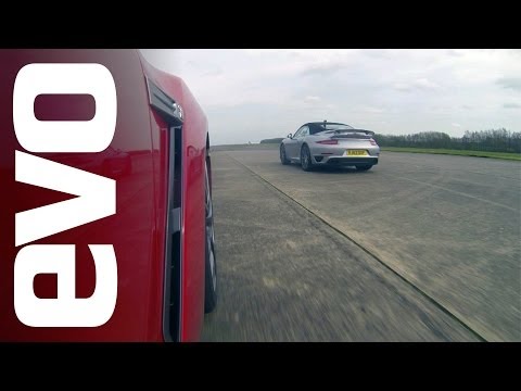 Porsche 911 Turbo Cabriolet v Nissan GT-R | evo DRAG BATTLE