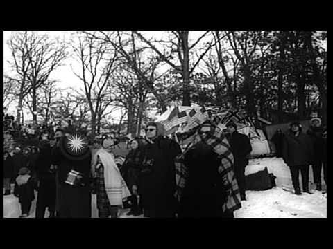 Ski Jumping event at Norge Ski Club where Gene Kotlarek tops with 206 feet. HD Stock Footage