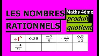 Maths 4ème - Les nombres rationnels Produit et Quotient Exercice 17