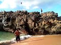 Jumping off the big rock - Waimea Bay Beach