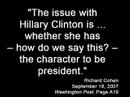 its her character stupid!  why hillary cannot win 