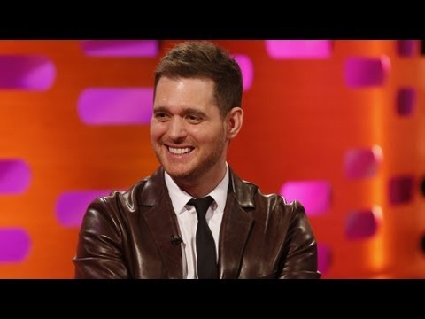 Text Message - http://www.bbc.co.uk/grahamnortonshow Graham gets Michael Buble to sing a text message on an audience members mobile phone.