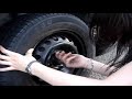 bulgarian girl changing tire