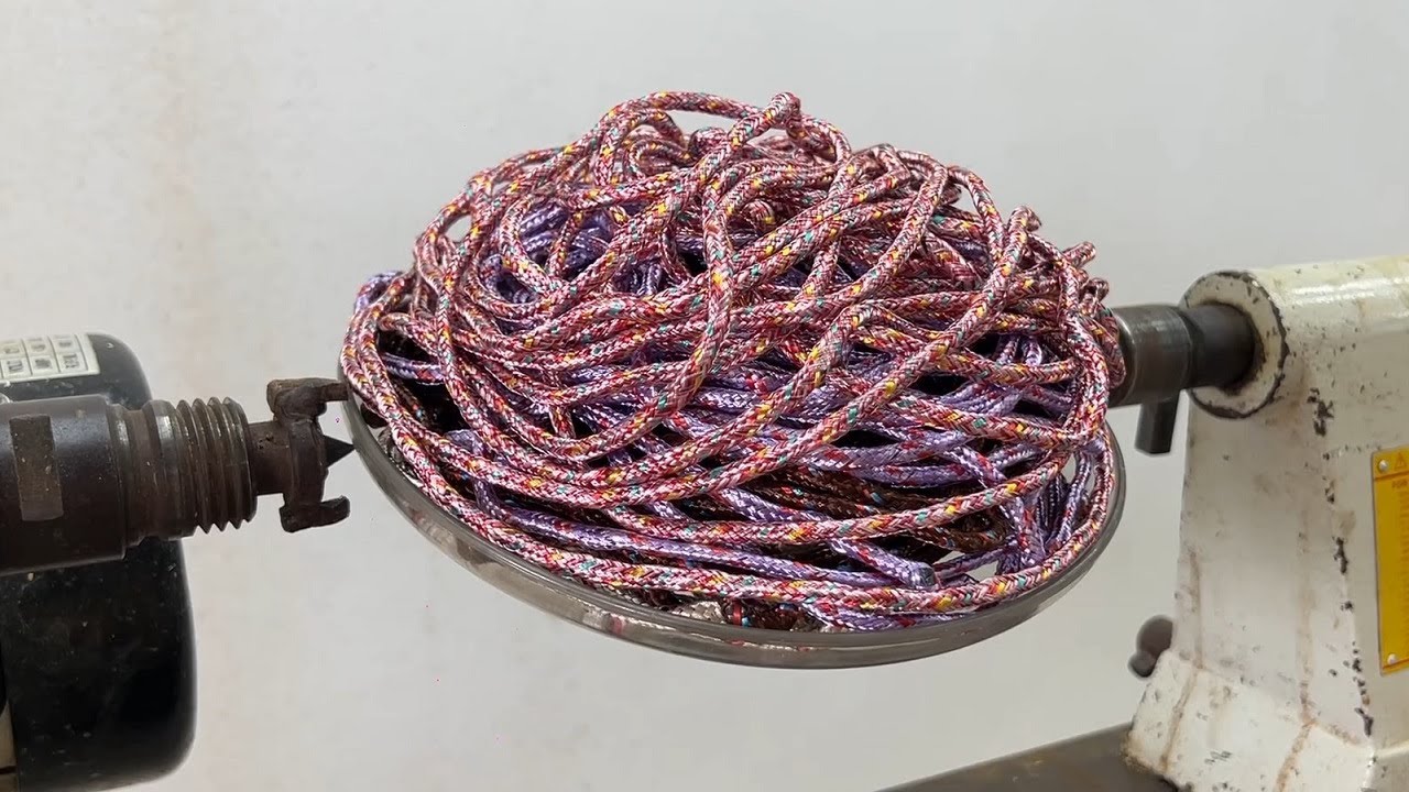 Amazing Woodturning Crazy – Art Bondage Through Soft Ropes On Wood Lathe