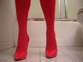 I am wearing red tights