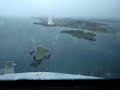 landing during a light snow