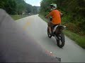 Ryan on his kx 450f and Stevie on his crf 250x riding some wheelies