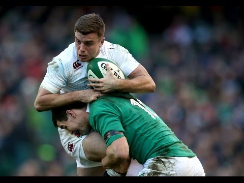 Jonathan Sexton big hit on George Ford, Ireland v England, 1st March 2015