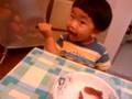 My Son using Chopstick and eat by himself
