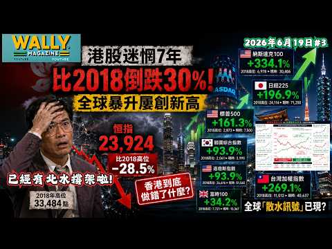 恒指上週跌到23924! 港股迷惘7年比2018倒跌30%! 美日台韓同期同步暴升屢創新高! 已經有北水撐!香港到底做錯了什麼? 全球「散水訊號」已現?