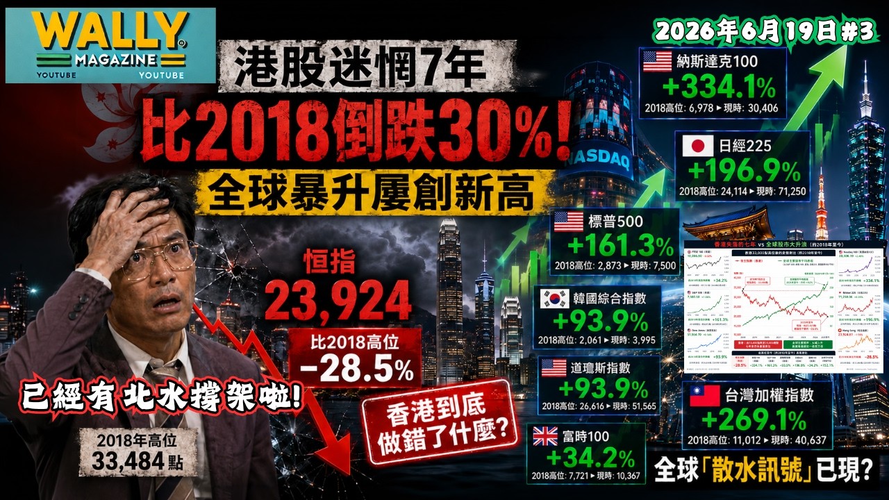 恒指上週跌到23924! 港股迷惘7年比2018倒跌30%! 美日台韓同期同步暴升屢創新高! 已經有北水撐!香港到底做錯了什麼? 全球「散水訊號」已現?