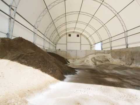 40' x 100' Split Salt and Sand Storage Fabric Building