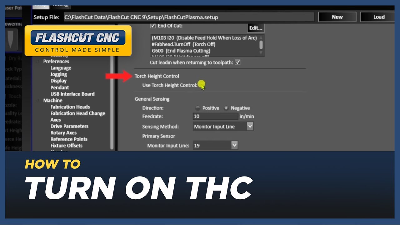 How to Turn On Stingray® Torch Height Control - FlashCut CAD/CAM/CNC Software