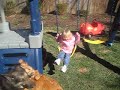 Emily and her new swing set Emily and her new swing set