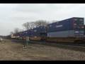 UP #5447 Leads Stacktrain East, Lombard IL.